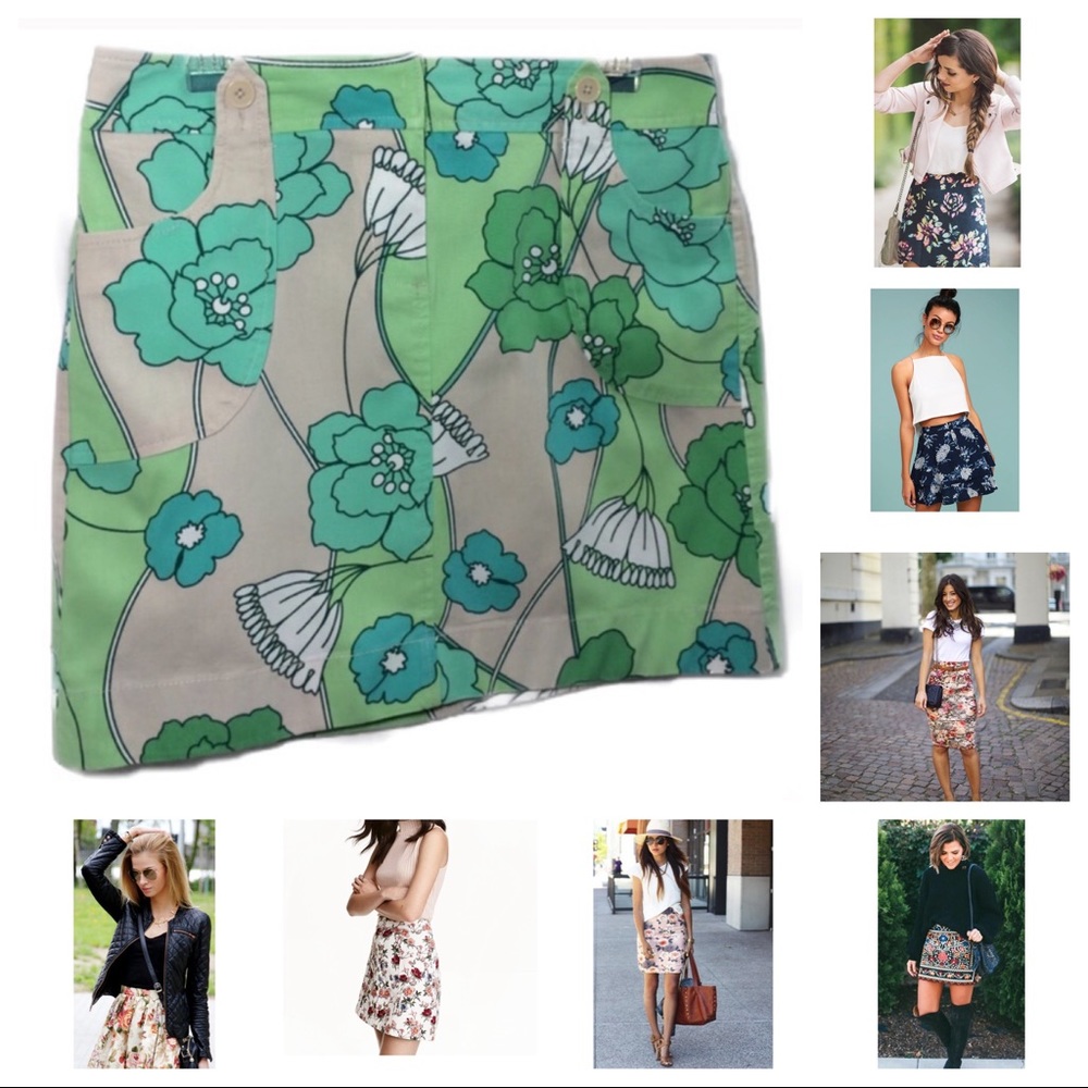 ANN TAYLOR LOFT Floral Print Mini Cool Tones 🏆